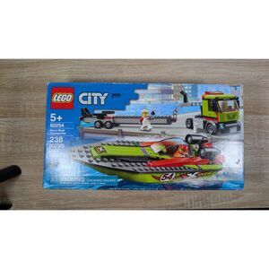 LEGO City 60254 Race Boat Transporter Incomplete Set w Box Manual Parts Lot